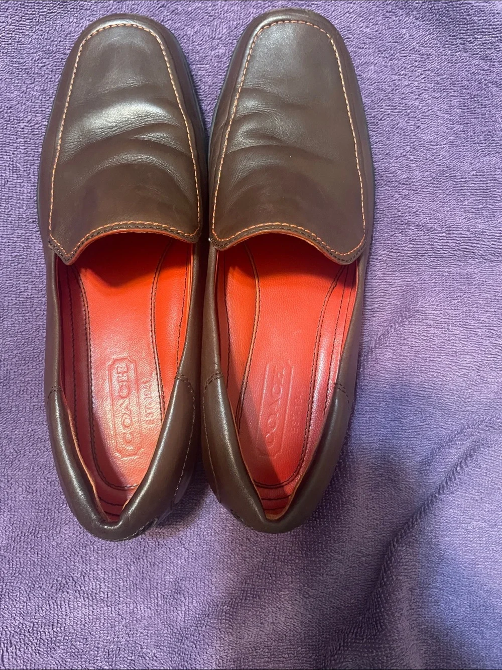 Women’s Coach Daisy Brown Leather Slip-On Loafers